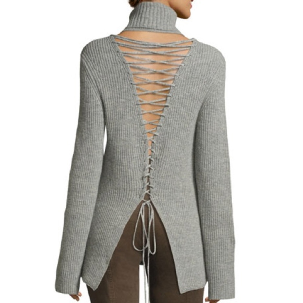 A.L.C. Alexander Lace-Up Back Sweater Cashmere S